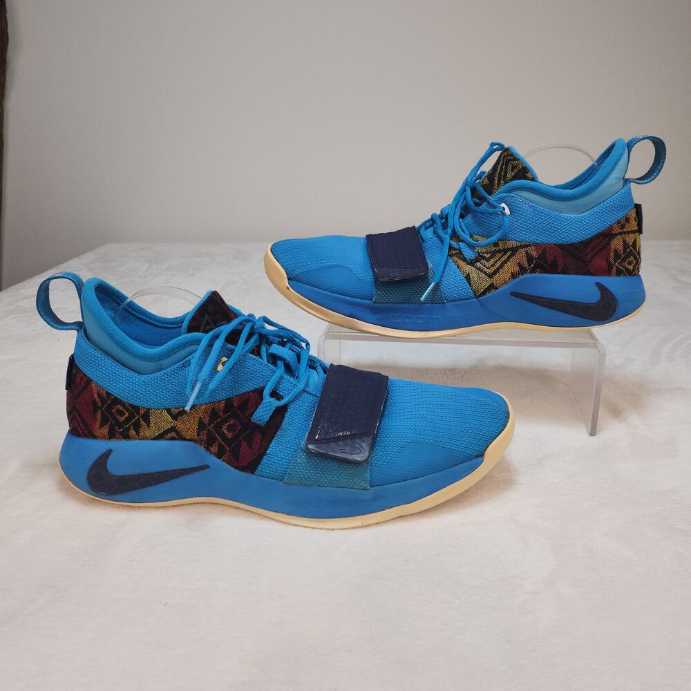 Nike Pendelton PG 2.5 Shoes Mens 14 Blue Mid Tops Aztec Red Yellow Lace Up